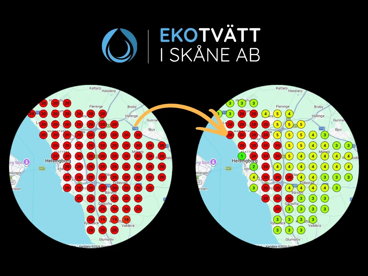 Före och efter på Google Maps för Ekotvätt i Skåne