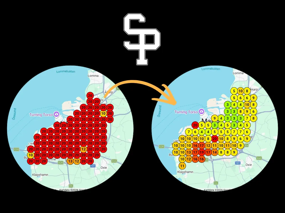Före och efter på Google Maps för Second Place