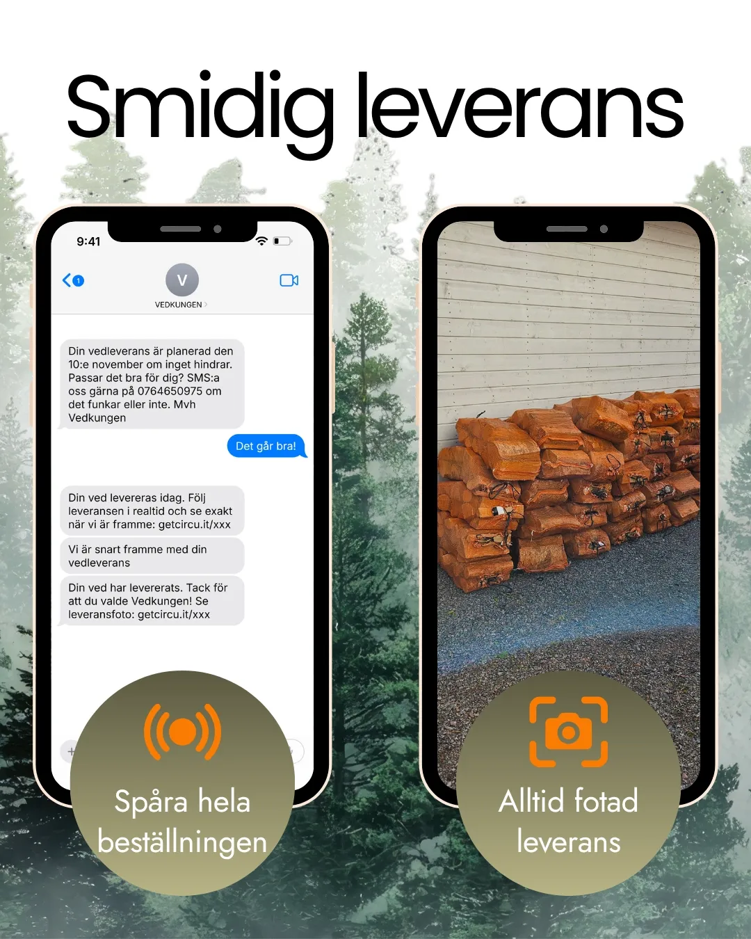 SMS-notiser till Vedkungens kunder